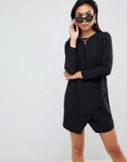 Asos Design Asymmetric Clean Shift Mini Dress - Black