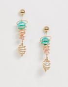 Asos Design Earrings In Swirl Design With Trapped Pearls In Gold Tone
