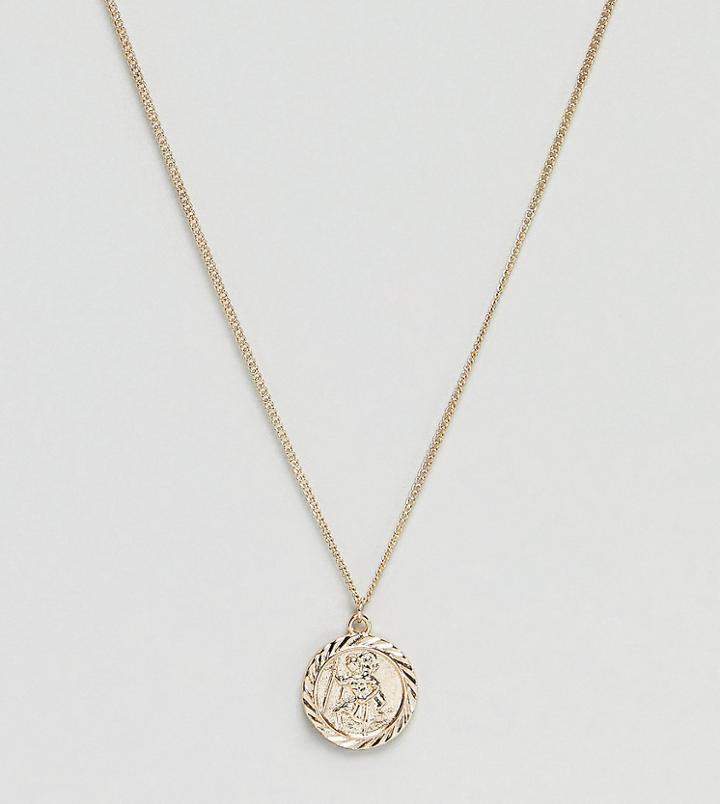 Reclaimed Vintage Inspired St Christopher Pendant Necklace Exclusive To Asos - Gold