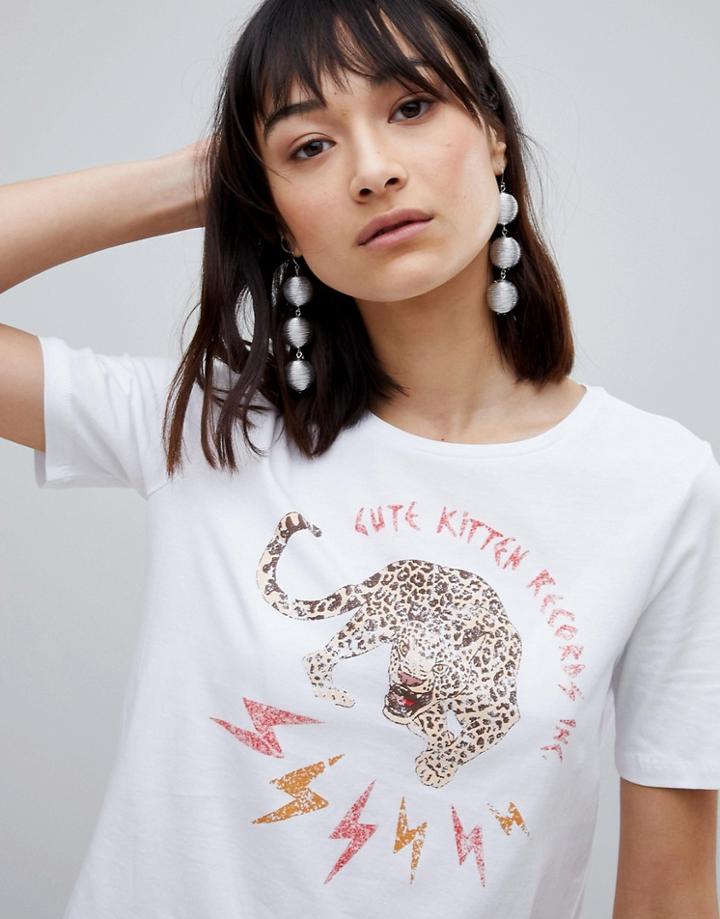 Pieces Jaguar Print T-shirt - White