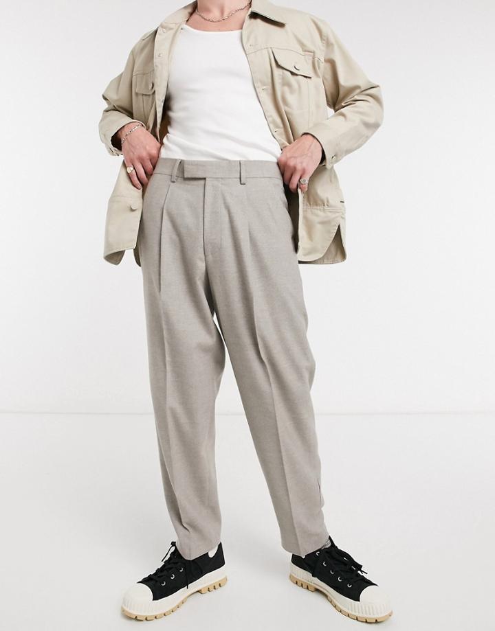 Asos Design Oversized Tapered Smart Pants In Gray Flannel-grey