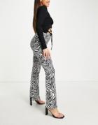 Asos Design Jersey 00s Kickflare Pants In Zebra Print-multi