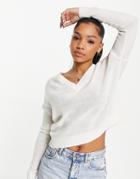 Brave Soul Kansas V Neck Jumper-white