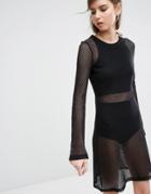 Weekday Open Knit Bodycon Dress - Black