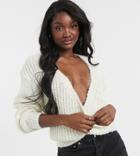 Asos Design Tall Wrap Sweater In Cream-white