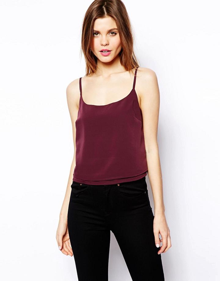 Asos Cropped Double Layer Cami - Red