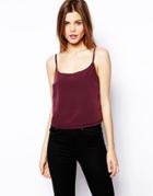 Asos Cropped Double Layer Cami - Red