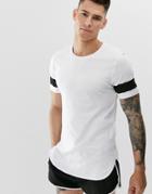 Jack & Jones Core Logo Over Sized Taped Sleeve T-shirt In White - White