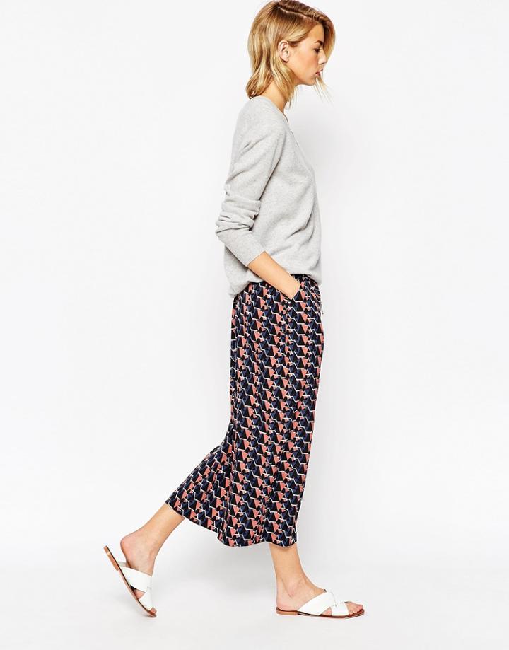Asos Soft Culotte In Oversized Geo - Multi