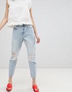 Vero Moda Distressed Mom Jeans - Blue