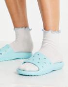 Crocs Classic Slide Flat Sandals In Ice Blue-blues