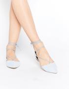 Call It Spring Cinnabar Light Blue Lace Up Ghillie Flat Shoes - Light Blue