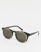 Han Kjobenhavn Timeless Clip-on Round Sunglasses In Black - Black