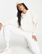 Adidas Originals 'hit The Barre' Cropped Hoodie With Trefoil In Off White