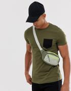 Asos Design T-shirt With Contrast Pocket In Khaki-green