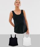 Asos Design Maternity Ultimate Organic Cotton Tank 2 Pack Save - Multi