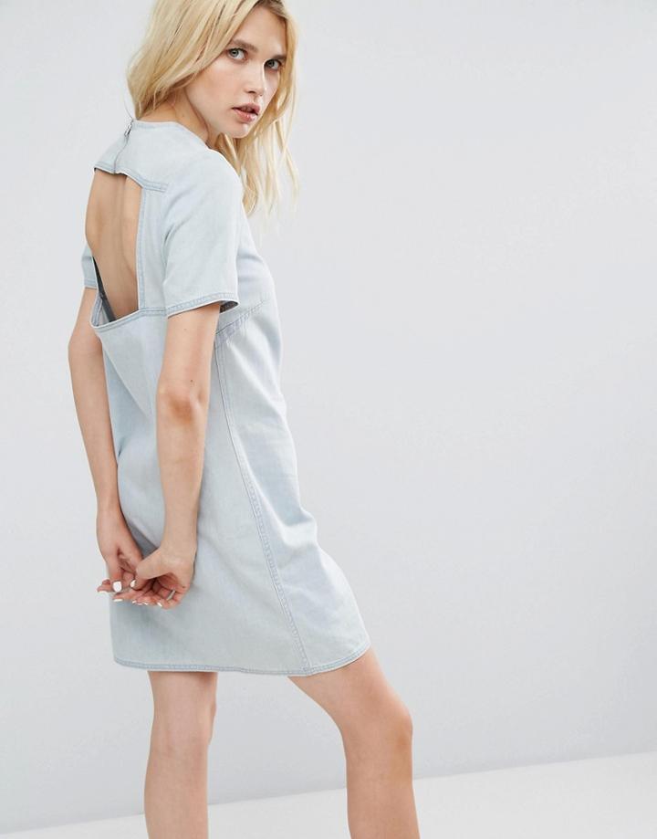 Cheap Monday Open Back Denim Dress - Blue