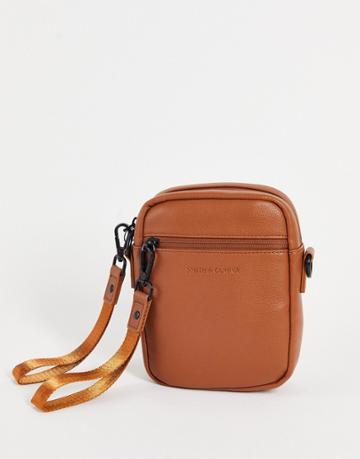 Smith & Canova Leather Crossbody Bag In Tan-brown