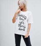 Noisy May Petite Slogan T-shirt - White