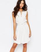 First & I Eyelet Detail Skater Dress - Pristine