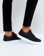 New Look Black Satin Panel Sneaker - Black
