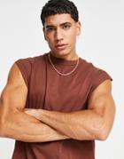 Asos Design Cotton Oversized Tank Top In Brown