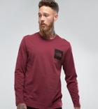 The North Face Fine Long Sleeve Top Square Logo In Burgundy Exclusive To Asos - Red