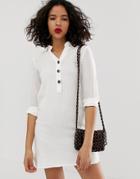 Vero Moda Button Through Longline Shirt Dress-white