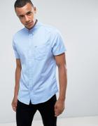 Hollister Short Sleeve Shirt Stretch Oxford Slim Fit Buttondown In Blue - Blue