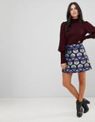 Traffic People Jacquard A Line Skirt - Navy