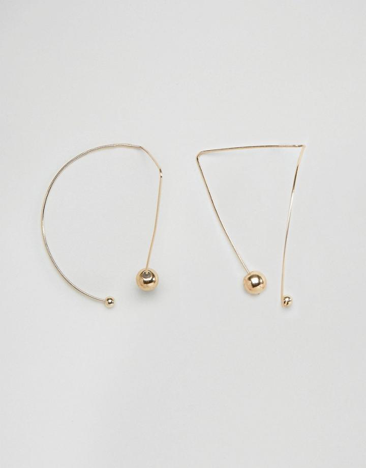 Asos Fine Wire Twist Through Earrings - Gold