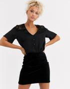 Pieces Lace T-shirt-black