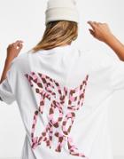 Asos Design T-shirt With Warped Check Print Never Too Late In White