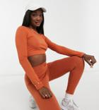 Missguided Tall Leggings In Rust Set-red