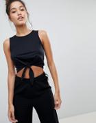 Asos Tank With Knot Front - Black
