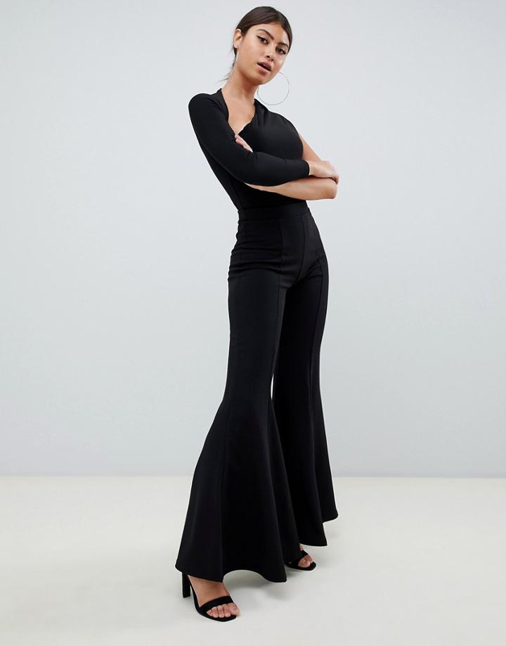 Club L Extreme Flare Leg Pants In Black - Black