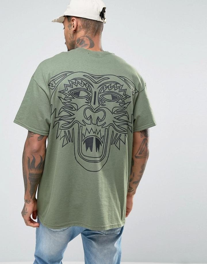 Hnr Ldn Oversized Tiger Back Print T-shirt - Green