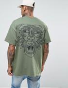 Hnr Ldn Oversized Tiger Back Print T-shirt - Green
