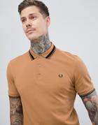 Fred Perry Tipped Polo In Camel - Tan