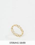Asos Gold Plated Sterling Silver Plaited Ring - Gold