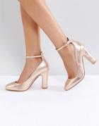 Dune Aalto Rose Gold Block Heeled Shoes - Gold