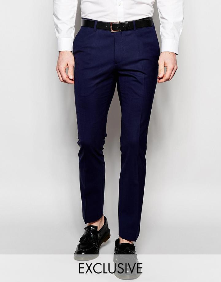 Heart & Dagger Wool Pants In Slim Fit - Navy