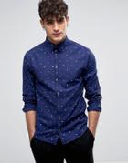 Casual Friday Ditsy Print Shirt In Slim Fit - Navy