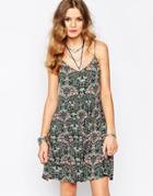 First & I Festival Strappy Sun Dress - Teal Print