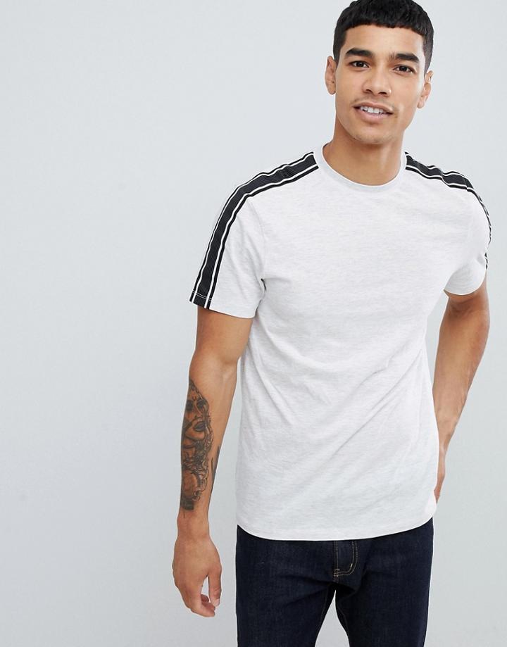 New Look T-shirt With Arm Stripe In Gray - Gray