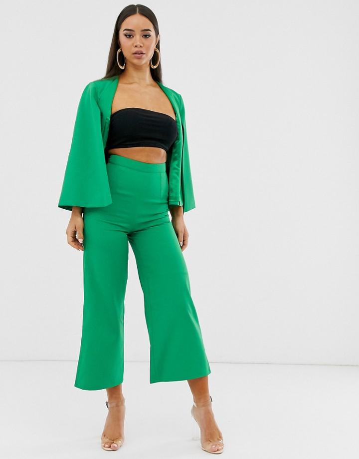 Club L London Tailored Wide Leg Culottes - Green