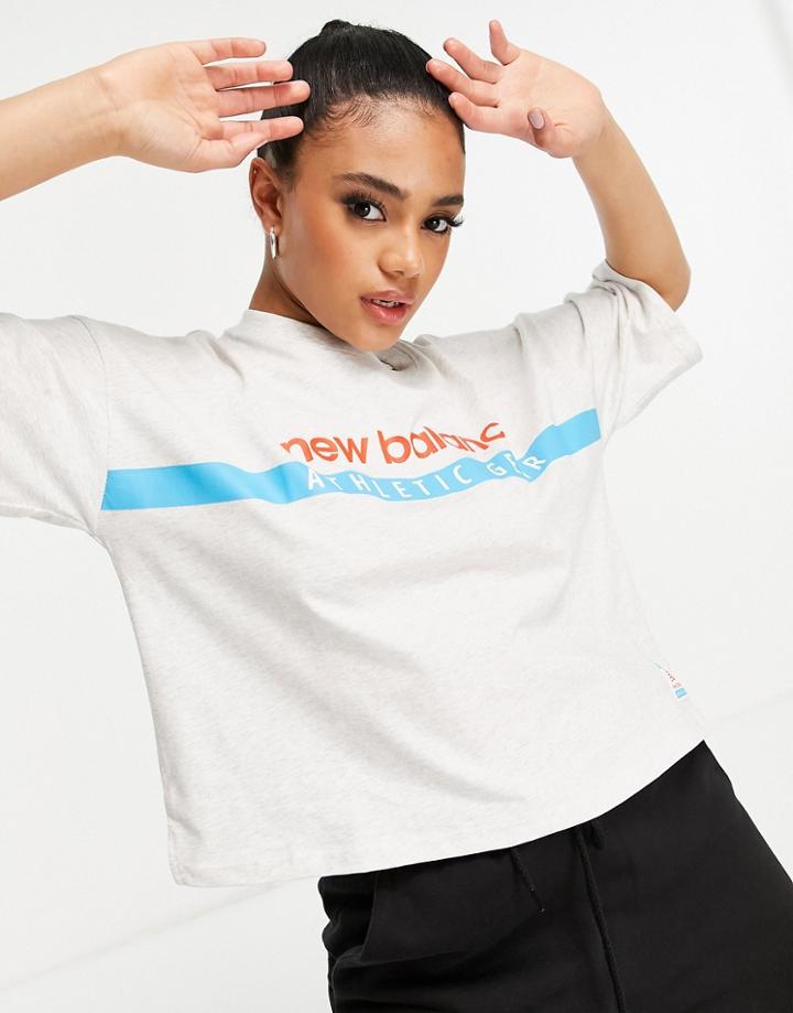 New Balance Label Logo T-shirt In Gray-grey