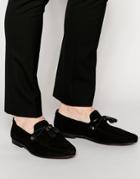 Asos Loafers In Black Suede With Black Leather Trims - Black