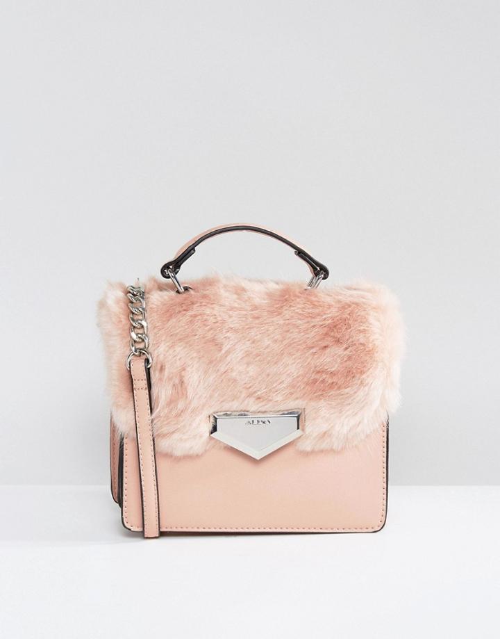 Aldo Moraine Faux Fur Cross Body Bag - Pink