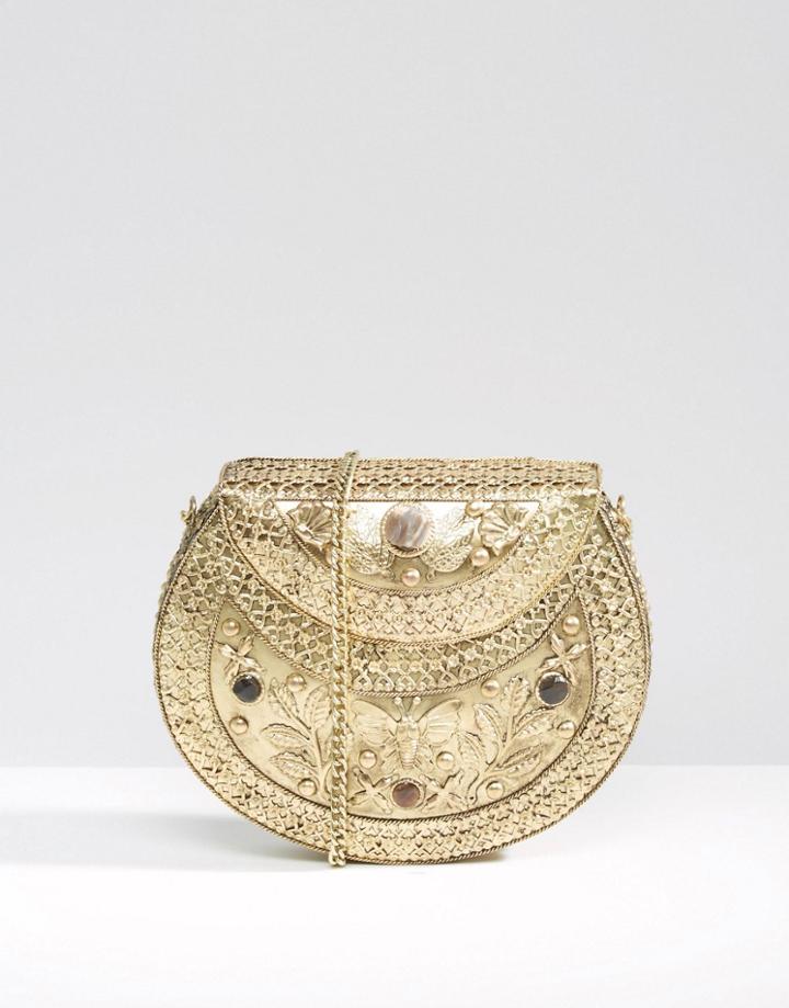 Park Lane Hand Etched Metal Bag - Gold